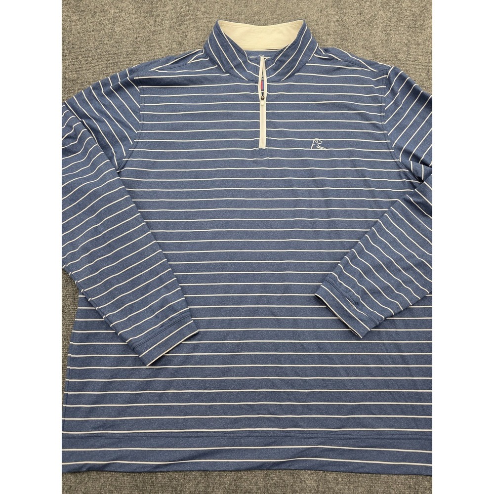 Rhoback 1/4 Zip Golf Pullover Mens Blue & White Striped USA Flag - XXXL
